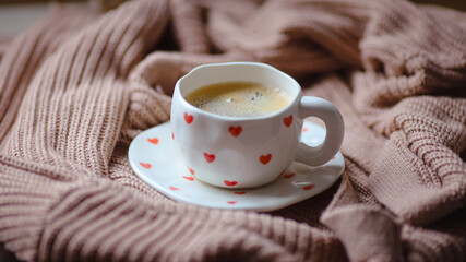 a cup of coffee, cozy background, cozy home, cozy autumn, flatlay