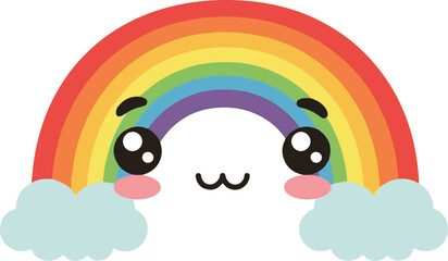 Abstract kawaii cartoon rainbow WHITE BACKGROUND