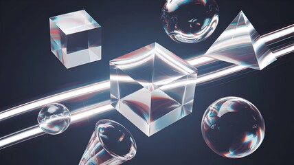 Multicolor Transparent 3D Shapes with Light Trails