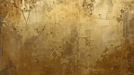 Obraz premium Textured antique gold surface with weathered stains and scratches abstract background