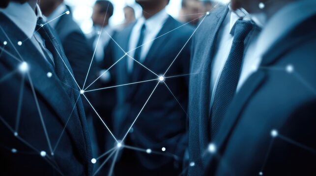 Modern Corporate Network and Data Connections Among Business Professionals - Powered by Adobe