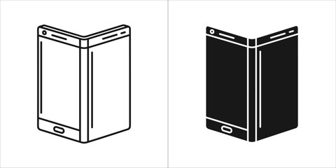 Foldable smartphone icon in outline and solid style