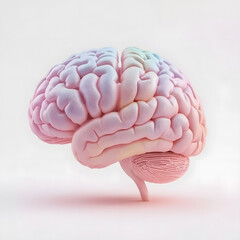 Colorful Abstract Brain Illustration and white background 3D
