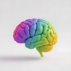 Creative Intelligence Brain Model in Pastel Colors and white background 3D