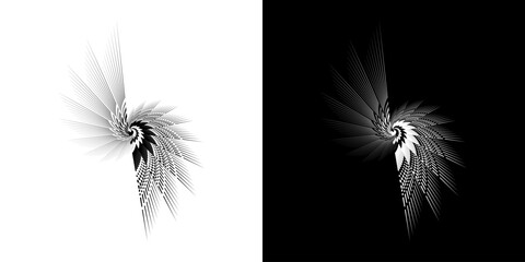 Dynamic abstract spiral sound wave rhythm lines. Circular spiral sound wave rhythm of lines. Circular futuristic abstract lines, black and white background.