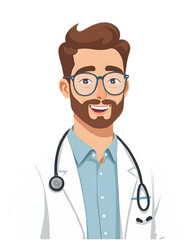 Smiling doctor with stethoscope isolated on transparent background