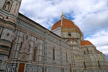 side view of Florence Cathedral, Duomo di Firenze in Florence, Italy