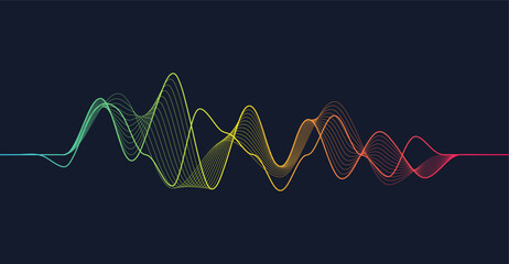 Colorful dynamic wave. Music abstract background. Music wave poster design