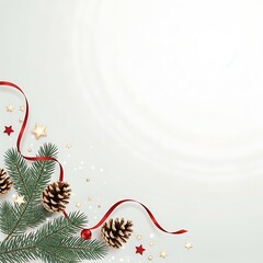 Beautiful Christmas Tree with Gift Boxes, Ornaments, and Golden Lights on Beige Background