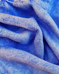 Blue Denim Fabric with Patterns and Textures