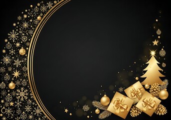 Traditional Christmas Scene with Decorated Tree and Gift Boxes 