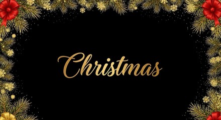 Luxury New Year and Christmas Background with Golden Snowflakes and Ornaments on Black Texture