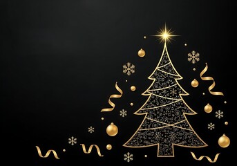 Traditional Christmas Scene with Decorated Tree and Gift Boxes 