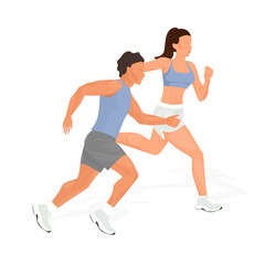 Couple running together exercising for fitness and healthy lifestyle