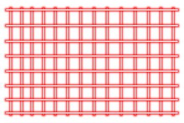 Red Neon Grid Lattice Pattern on Transparent Background