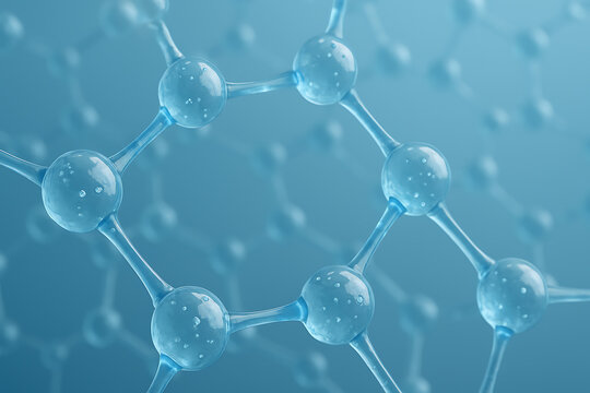 Abstract representation of a dense, dark blue molecular network with interconnected hexagonal rings, ideal for scientific, medical, and technological backgrounds - Powered by Adobe