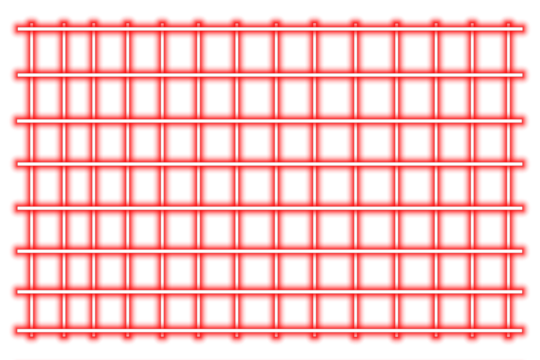 Red Neon Grid Lattice Pattern on Transparent Background