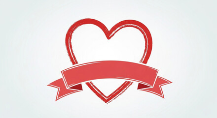 Stunning red heart with blank banner for your special message, perfect for creating heartfelt invitations and romantic designs