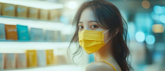 Modern Asian Woman in Stylish Yellow Dress