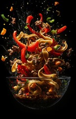 Savory Noodles with Bell Peppers and Meat