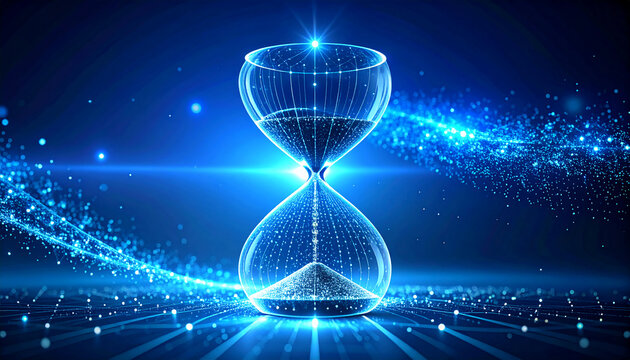 Hourglass Countdown Cyber Monday's Digital Timekeeper - A Futuristic Representation of Time, Tech, and the Essence of Cyber Monday Sales, Deals, and Offers - Powered by Adobe