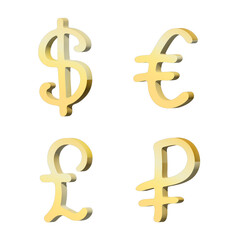 3d multiple currencies symbol set Dollar euro pound ruble