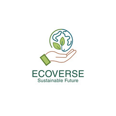 Sustainable Future Logo: A captivating logo embodying eco-conscious principles, featuring a globe cradled within a nurturing hand, with delicate leaves and clean design symbolizing growth.