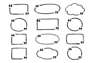 Obraz premium Quotes Speech Icon Set in Doodle Style Vector Illustration