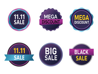 Obraz premium Collection of sale badges and stickers for online shopping isolated on white background promotional vector elements
