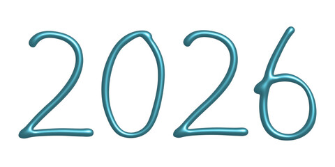3d happy New Year doodle 2026 numbers Single element for calendar, card, banner, flyer, web, poster, design, decor