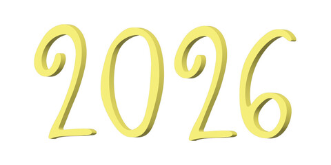 3d happy New Year doodle 2026 numbers Single element for calendar, card, banner, flyer, web, poster, design, decor