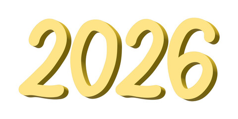 3d happy New Year doodle 2026 numbers Single element for calendar, card, banner, flyer, web, poster, design, decor