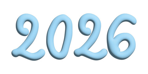 3d happy New Year doodle 2026 numbers Single element for calendar, card, banner, flyer, web, poster, design, decor
