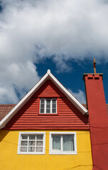 Patagonia, Argentina: skyline and typical architecture in Ushuaia, the capital of Tierra del Fuego, Antartida e Islas del Atlantico Sur Province, the southernmost city of the world
