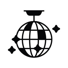 A decorative accessory icon, glyph design of disco ball
