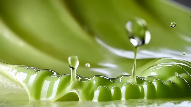 Captivating Liquid Motion: A High-Speed Glimpse of Green Liquid Splashing Dynamically