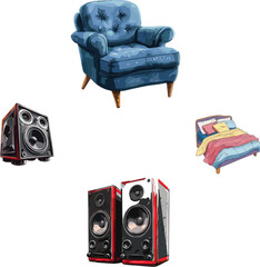 speakers on a white background, vectors illustration set of  household appliances