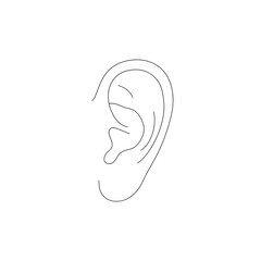 An illustration of a human ear, the organ of hearing and balance, for medical contexts