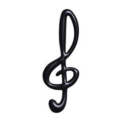 Fototapeta premium 3d treble clef. Hand drawn musical symbol. Single element for print, web, design, decor, logo