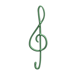 3d treble clef. Hand drawn musical symbol. Single element for print, web, design, decor, logo