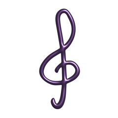 Fototapeta premium 3d treble clef. Hand drawn musical symbol. Single element for print, web, design, decor, logo