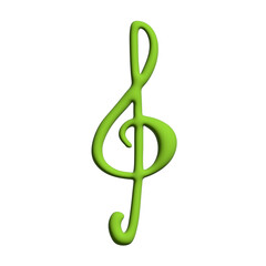 Fototapeta premium 3d treble clef. Hand drawn musical symbol. Single element for print, web, design, decor, logo