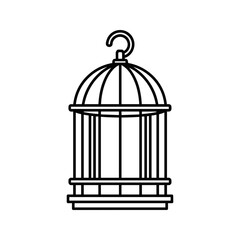 Simple birdcage line art icon vector graphic illustration 