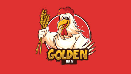 Golden Hen Chicken Mascot Logo