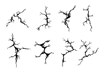 Crack concrete wall texture, floor ground broken effect. Horizontal breaks on land surface. Dry soil. Damaged by earthquake fissure and fracture.