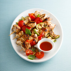 Chicken skewers with vegetables