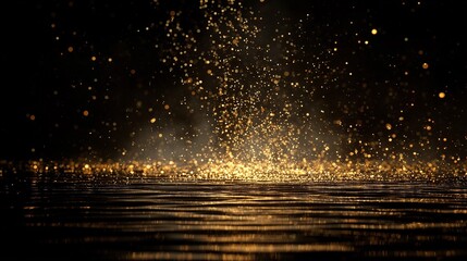 金色に輝く光の中で黄金色のキラキラした光