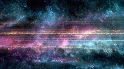 Fototapeta premium Vibrant cosmic expanse with radiant nebula clouds and sparkling stellar light streaks creating a mesmerizing galaxy scene in deep space exploration imagery