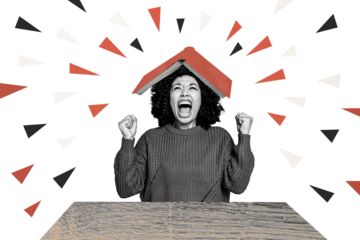 Composite photo collage of angry american girl hold book head reader hobby depression mood problem mental isolated on painted background