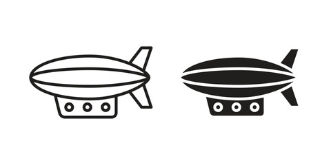 Airship icon illustrations collection. editable stroke outline and flat style © Cristiane